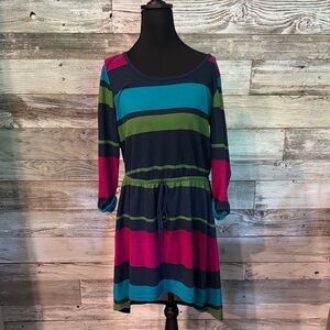 Derek Heart Multicolor Striped Long Sleeve Dress